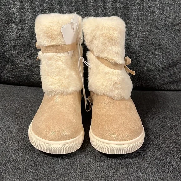 NWT Rose Gold Cuffed Faux Boots